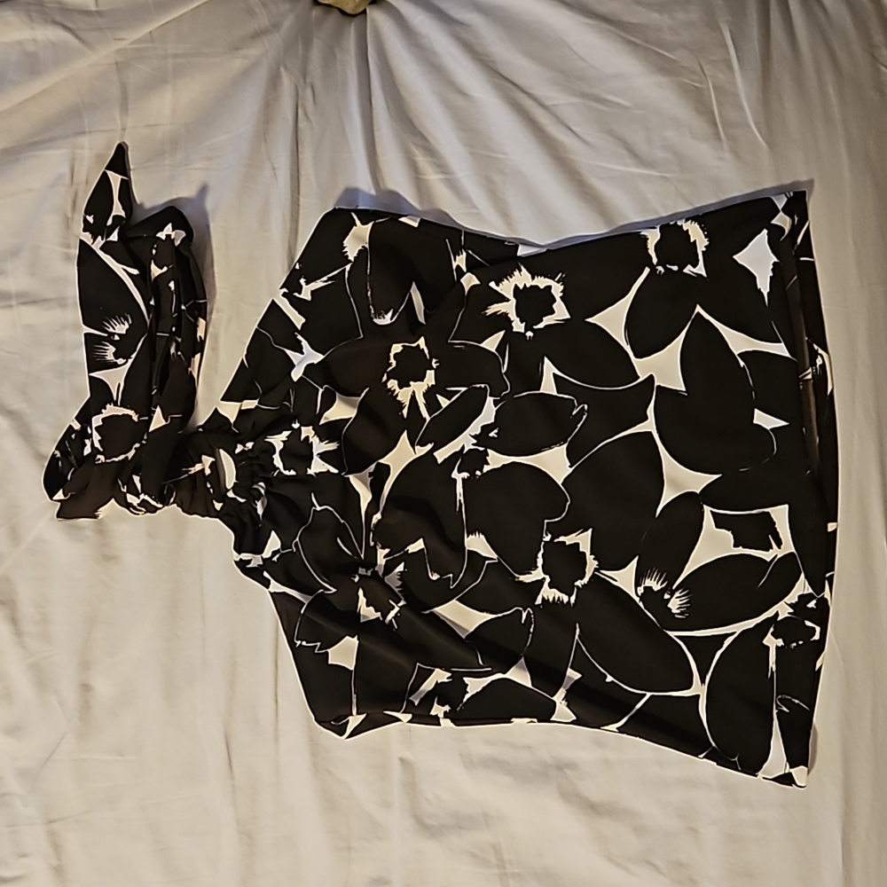 Michael Kors Black and White Floral Halter Top